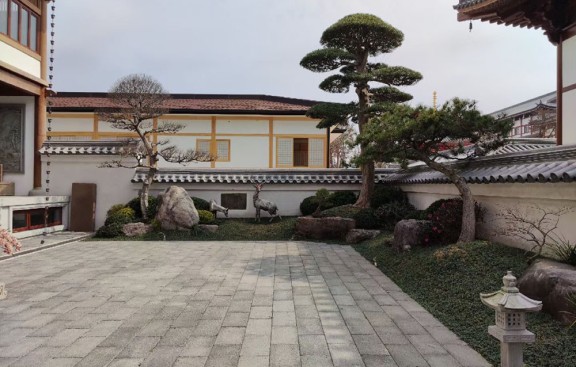 杭州寺庙鸟瞰图效果图制作与水系规划、山体景观结合技巧