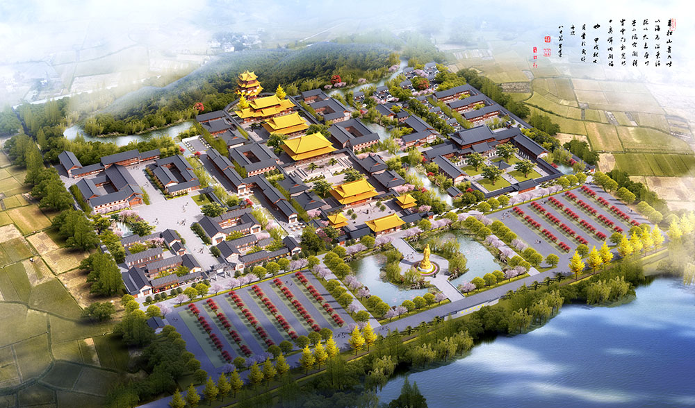 杭州古建筑寺庙设计效果图制作，保留传统工艺精髓