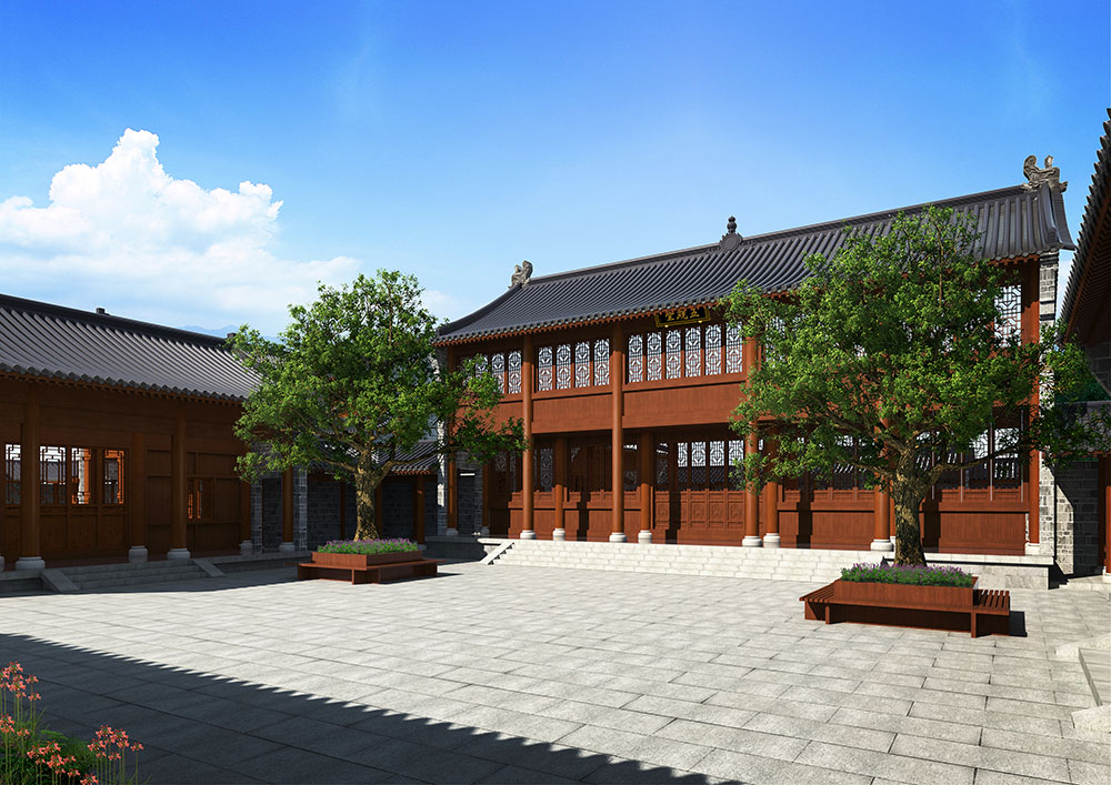 杭州寺院布局创新案例，地下多功能厅与空中花园的突破设计