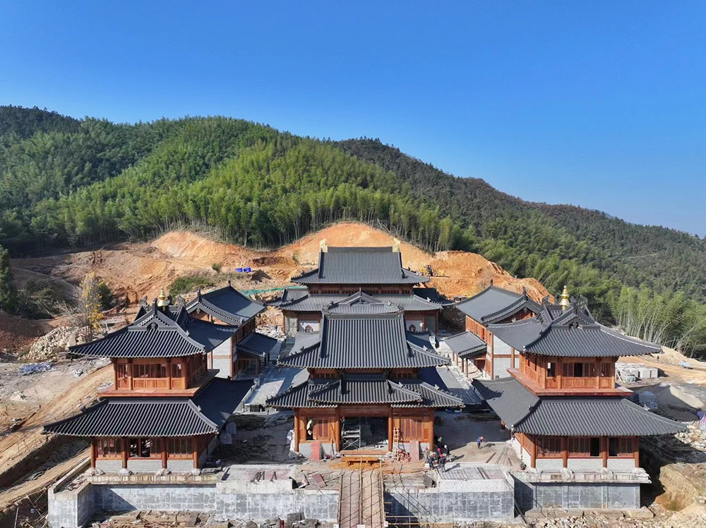 杭州寺庙建筑效果图制作，四季植被变化与建筑色彩的搭配