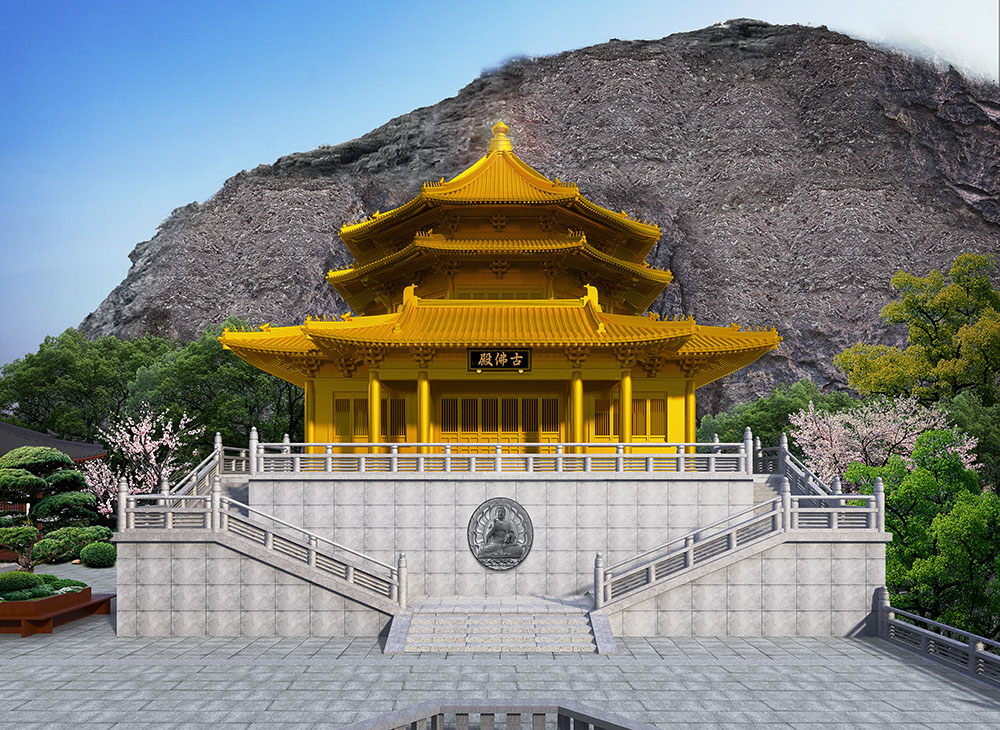 杭州寺院总体规划方案，停车区、放生池与建筑群的合理布局