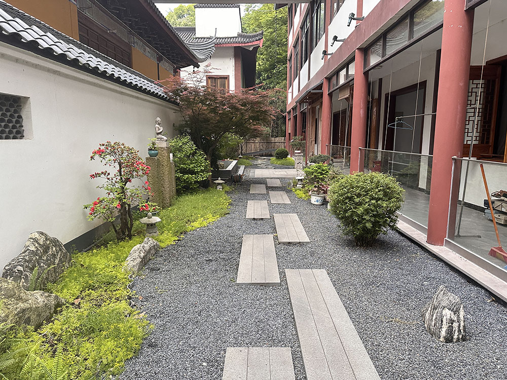 杭州寺庙鸟瞰图效果图制作与水系规划、山体景观结合技巧